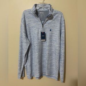 Izod Mens Heathered Blue Quarter Zip Sweater